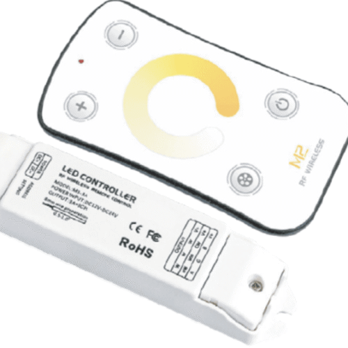 Dynamisk vit styrenhet med fjärrkontroll - 12/24V - 108/216W