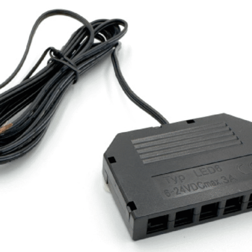 Strömfördelare - Dupont 2-polig - 6 uttag - 2m kabel - Svart