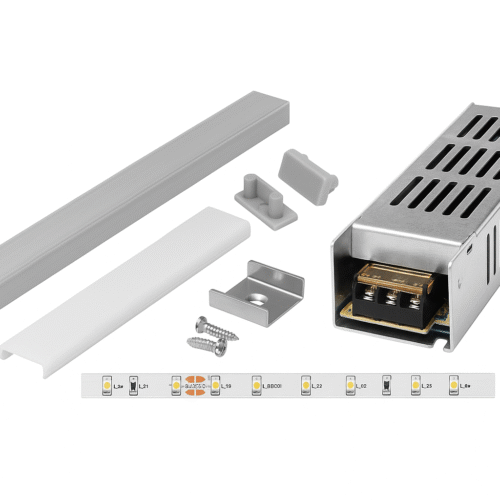 Komplett LED-belysningspaket - Ytmonterad - 1m - Aluminium